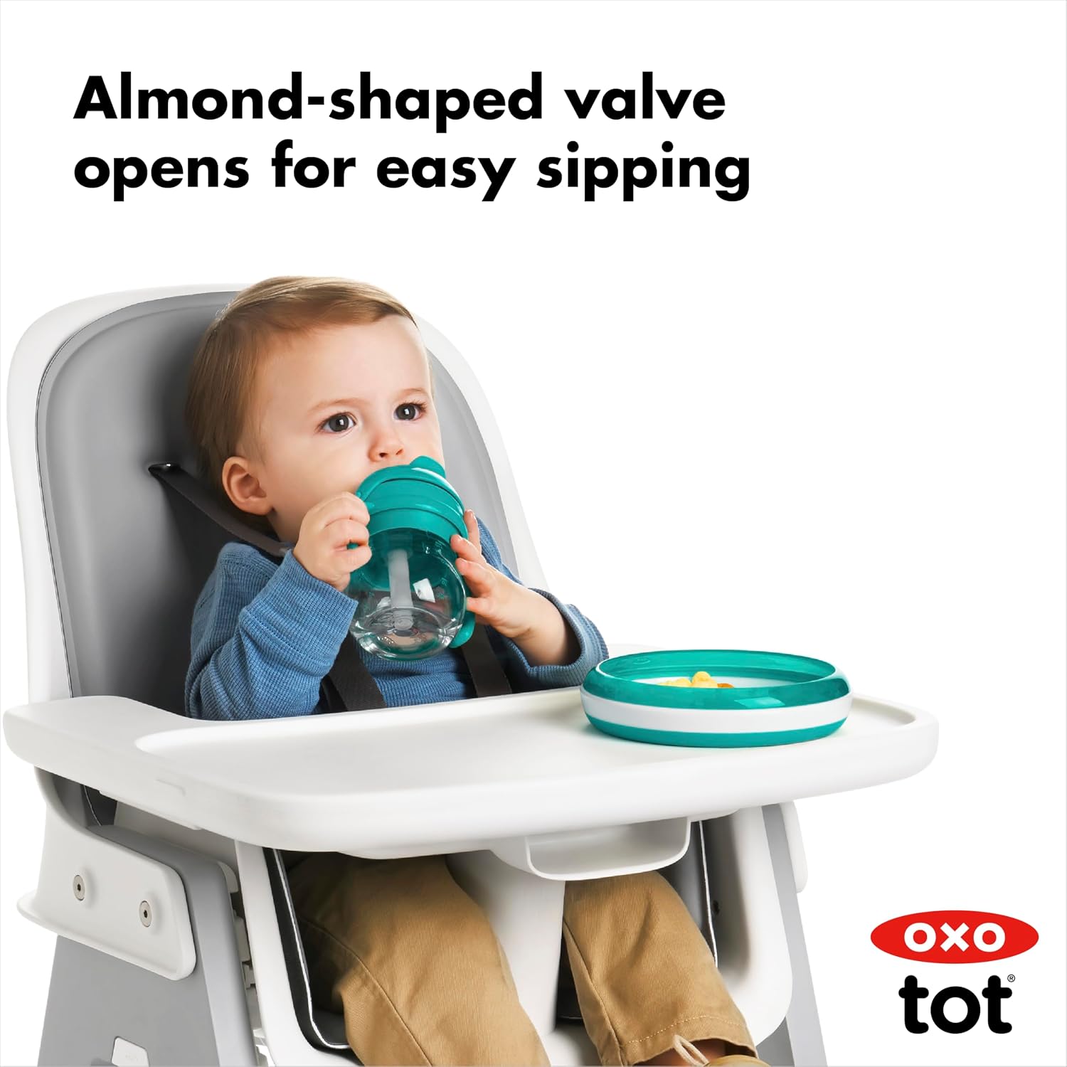 OXO Tot 6 Ounce Transitions Straw Cup with Removable Handles - Teal