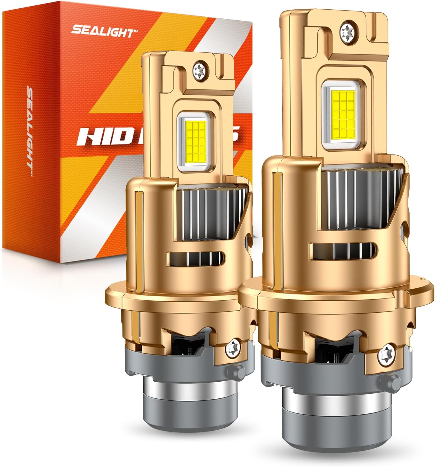 SEALIGHT D4S Bulbs 6500K Cool White Brighter 1:1 Mini Size Plug and Play HID Fog Lights Replacement, IP68 Waterproof 0.01s Instant Start Pack of 2