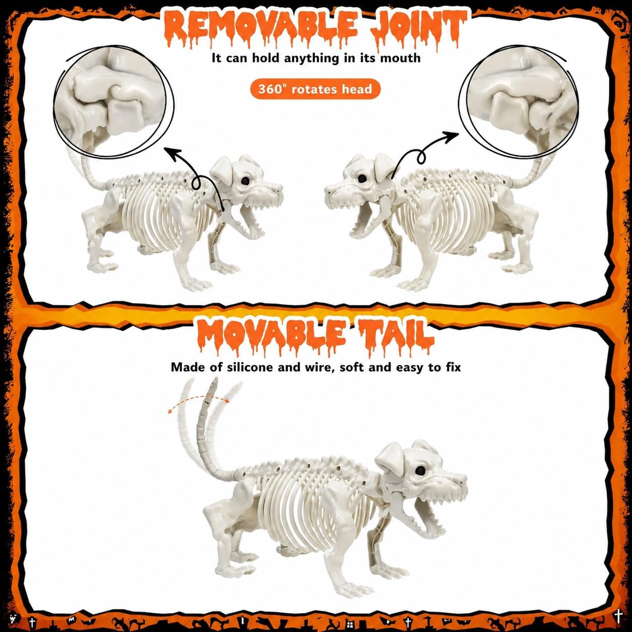 Halloween Decorations Outdoor 36 Inch Realistic Posable Skeleton With Dog