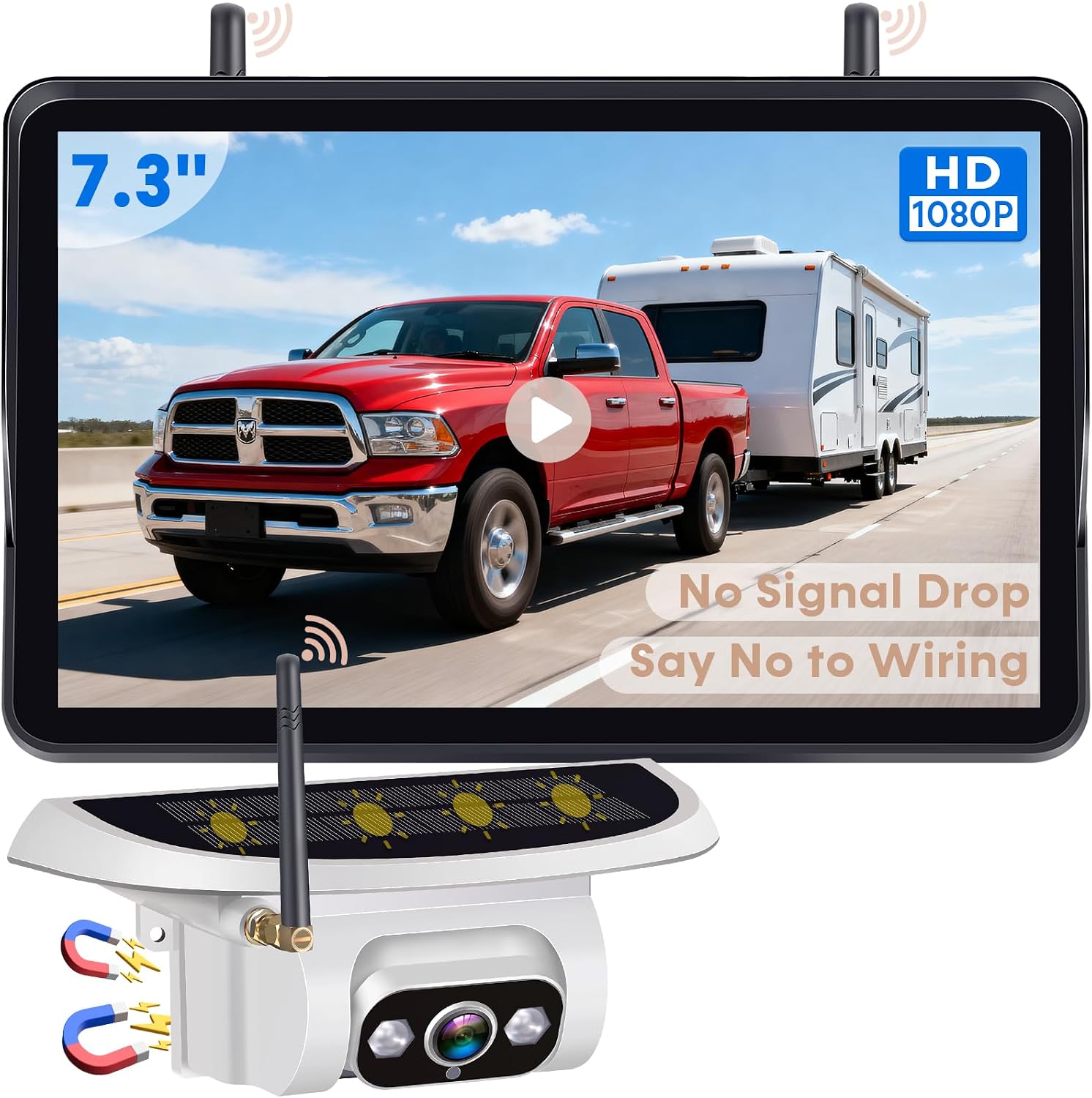 HD 1080P Wireless Backup Camera - Clear Day and Night Vision for Towable RV