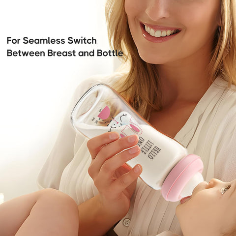 YOHKOH Natural Glass Baby Bottles, 8.8oz Purple 2‑Pack