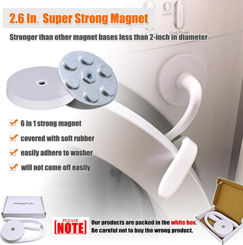 Front Load Washer Door Prop and Stopper - Magnetic Washing Machine Door Holder with 2.6-Inch Magnet Base, Removable Washer Door Stopper Keep Washer Door Open to Prevent Odors (White)