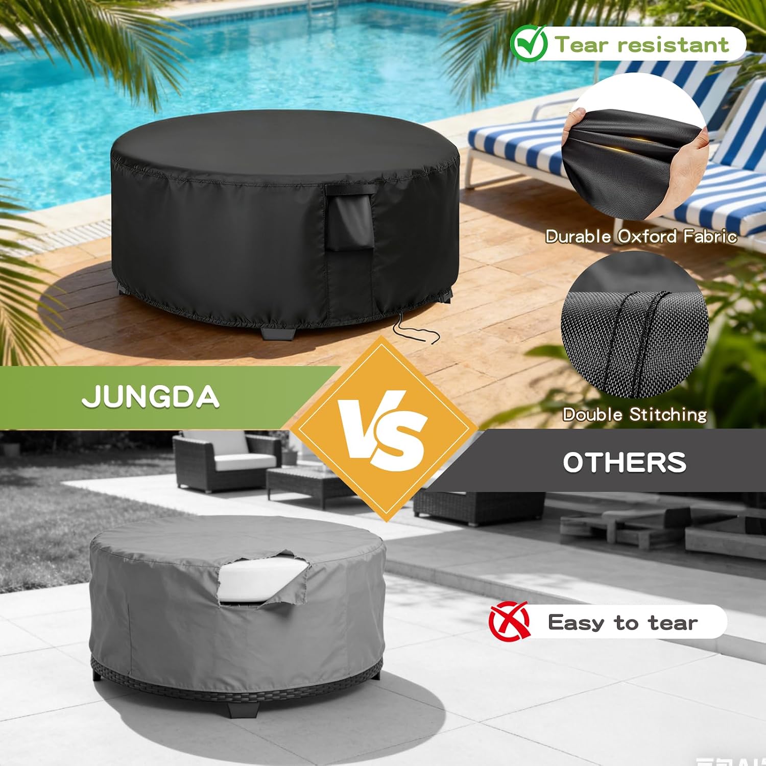 Patio Furniture Cover Round for 36 Inch Outdoor Dinner Table