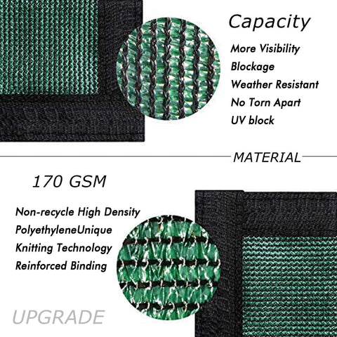 UPGRADE Privacy Fence Screen 3'x45' Dark Green Outdoor 90% Visibility Blockage 170 GSM Mesh Shade Cover Panels for Backyard,Balcony,Home Decoration with Zip Ties,Customized Avaliable