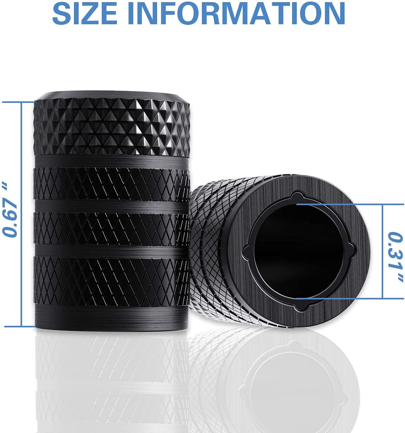 CKAuto Tire Valve Stem Caps, Aluminum Black, 4 pcs/Pack