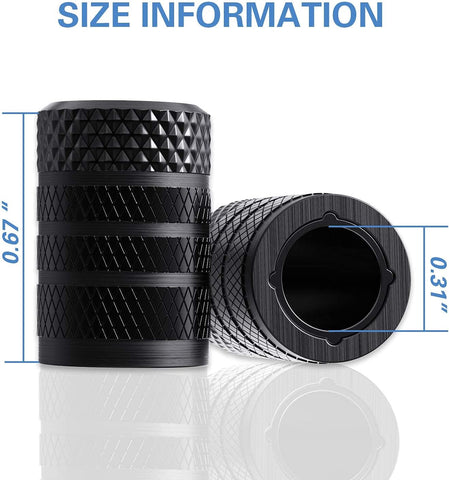 CKAuto Tire Valve Stem Caps, Aluminum Black, 4 pcs/Pack