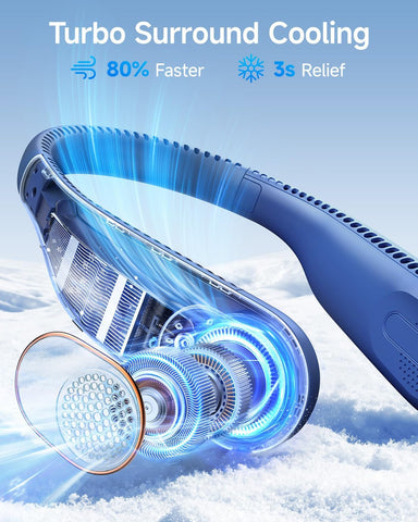 SWEETFULL Portable Neck Fan: 5200mAh Bladeless Personal Fan | 4 Speeds, 20H Max Runtime, No Hair Twist Quiet Wearable Fan for Travel | Birthday Gifts for Men Women Mom Dad