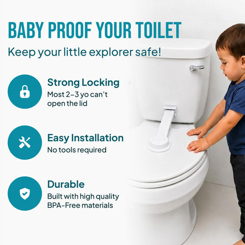 Upgraded Toilet Lock Baby Proof (2 Pack) - Toilet Seat & Lid Lock Kit