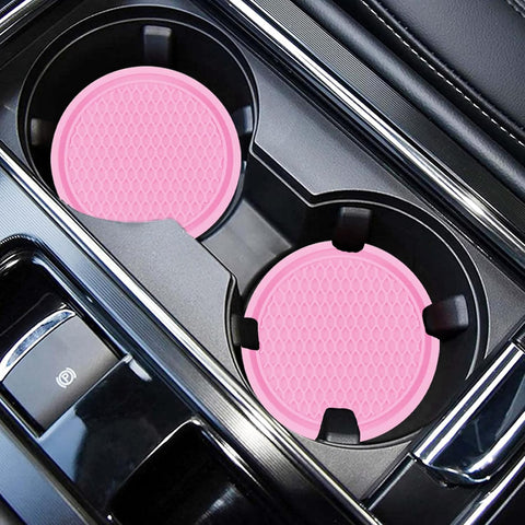 ZSDY Car Cup Coaster, 4PCS Universal Auto Non-Slip Cup Holder Embedded in Ornaments Coaster, Car Interior Accessories Sets, Pink