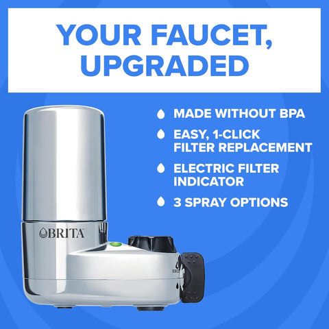 Brita Elite Chrome Faucet Water Filter System, 2 Filters
