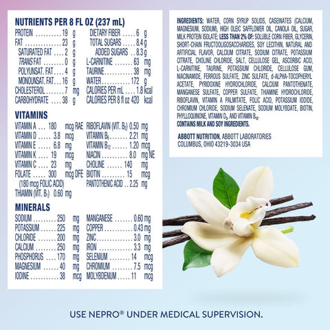 Nepro Renal Nutrition Shake for People on Dialysis, Vanilla Tetra, 24ct