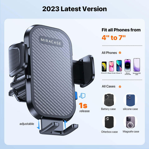 Miracase Phone Holders for Your Car with Metal Hook Clip, Air Vent Cell Phone Car Mount, Universal Automobile Cradle Compatible with iPhone Android and All Smartphones
