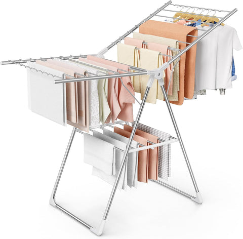 Sakugi Clothes Drying Rack, 55.5" Adjustable Wings, Foldable Design