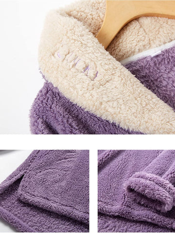 Jenkoon Winter Warm Pajamas For Women Coral Fleece Pajamas Set Flannel Sleepwear 2 Piece Loungewear