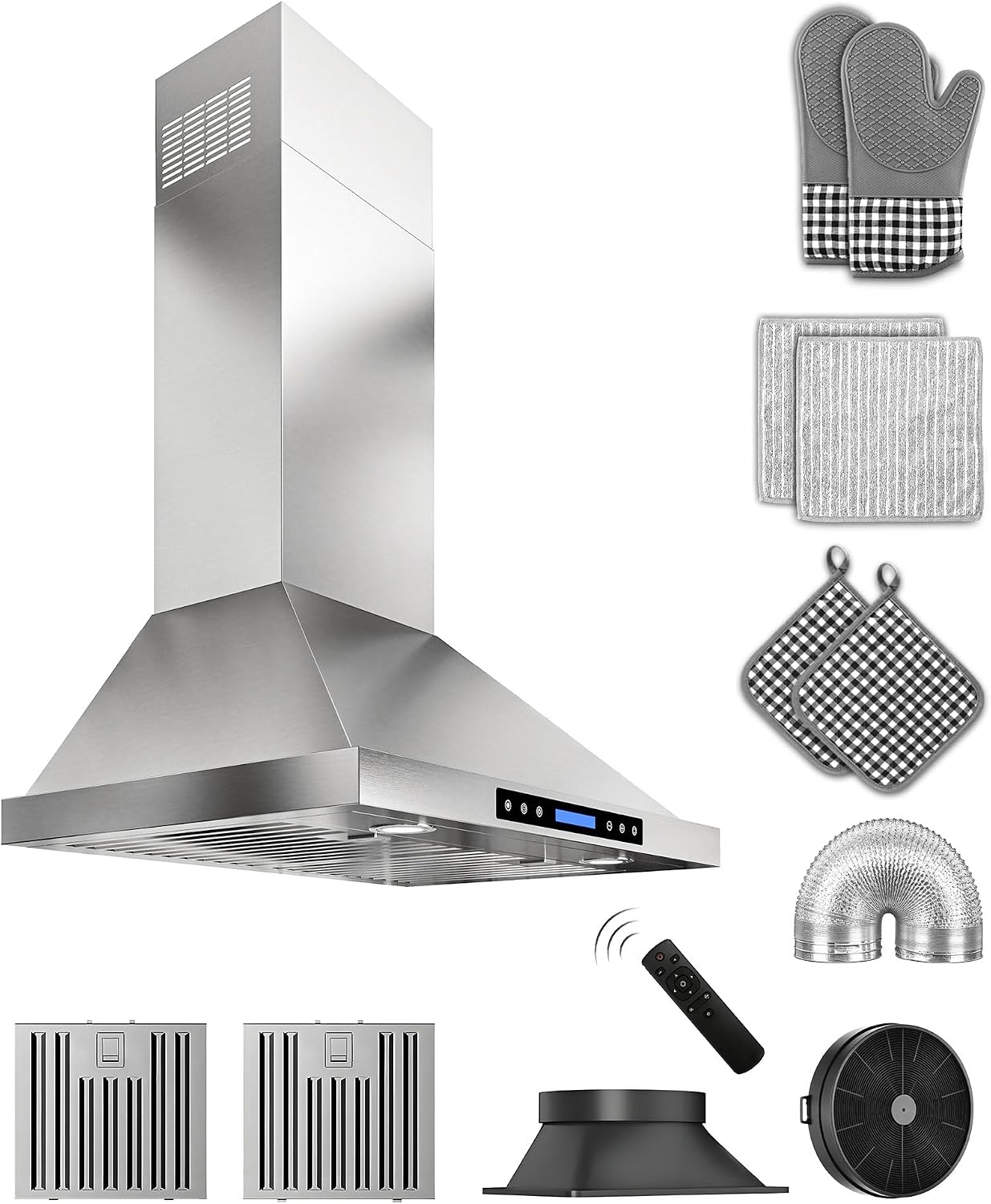 30 inch Wall-Mounted Range Hood 900 CFM, Stainless Steel