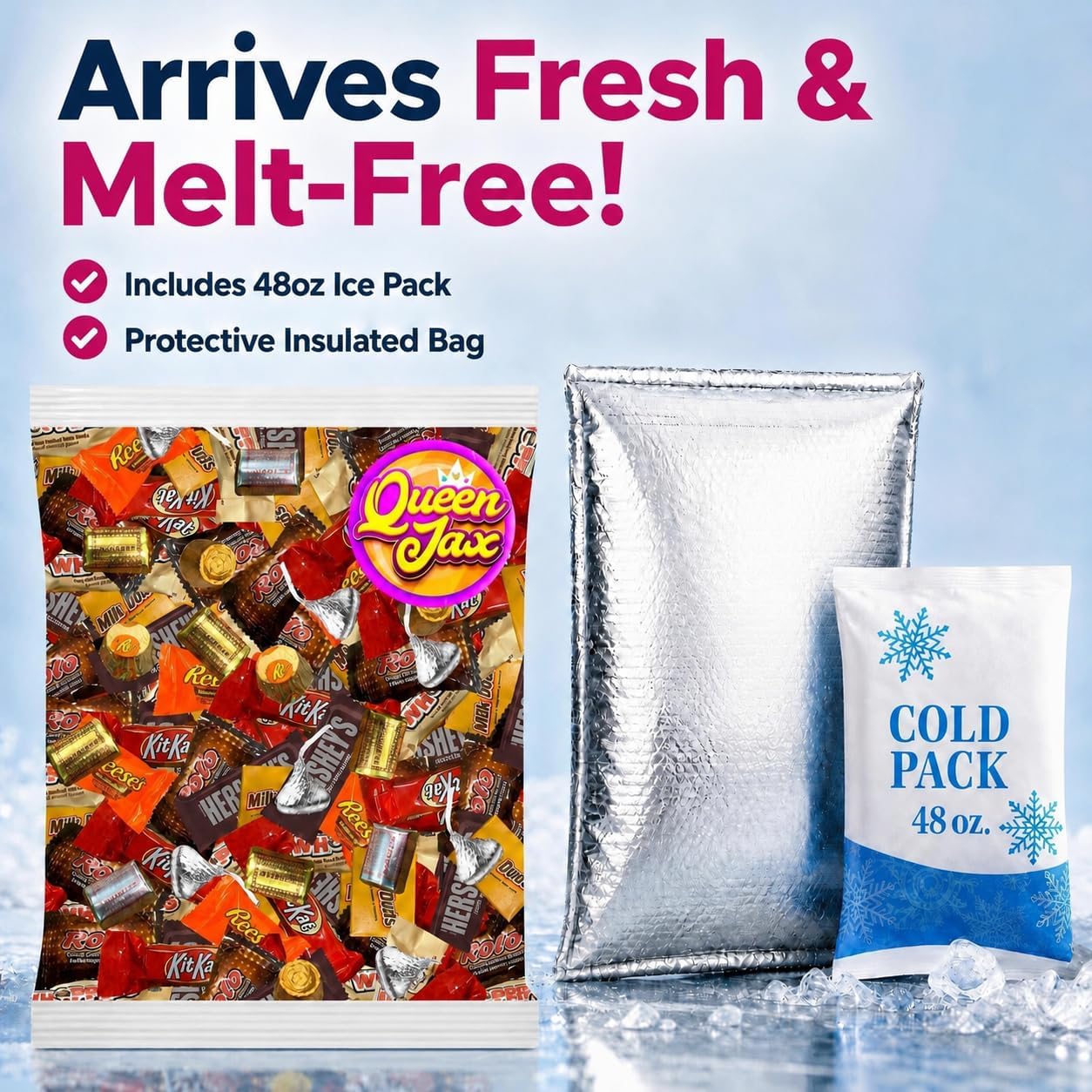 Assorted Chocolate Candy Variety Pack - 10 Lb Bulk Candy Chocolate Mix - Individually Wrapped Chocolate Sweets - Variety - July 4th - Cold Pack Included