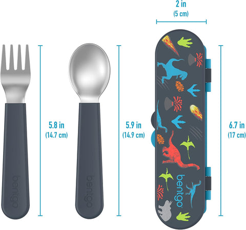 Bentgo Kids Stainless Steel Utensil Set with Fork, Spoon, & Storage Case