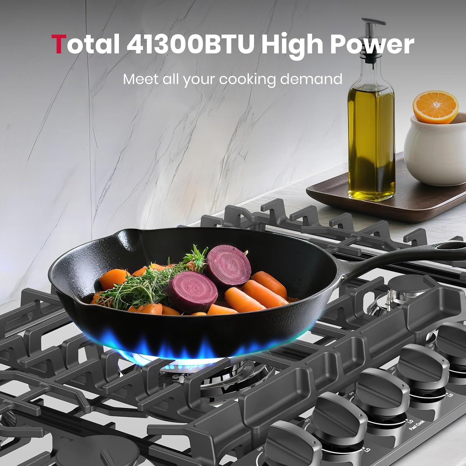 GASLAND 30 Inch Gas Cooktop with Griddle Black, PRO GH3305EF Gas Stovetop with 5 Burners, Reversible Cast Iron Grill/Griddle, Plug-in, NG/LPG Convertible, 120V Black, CSA certified