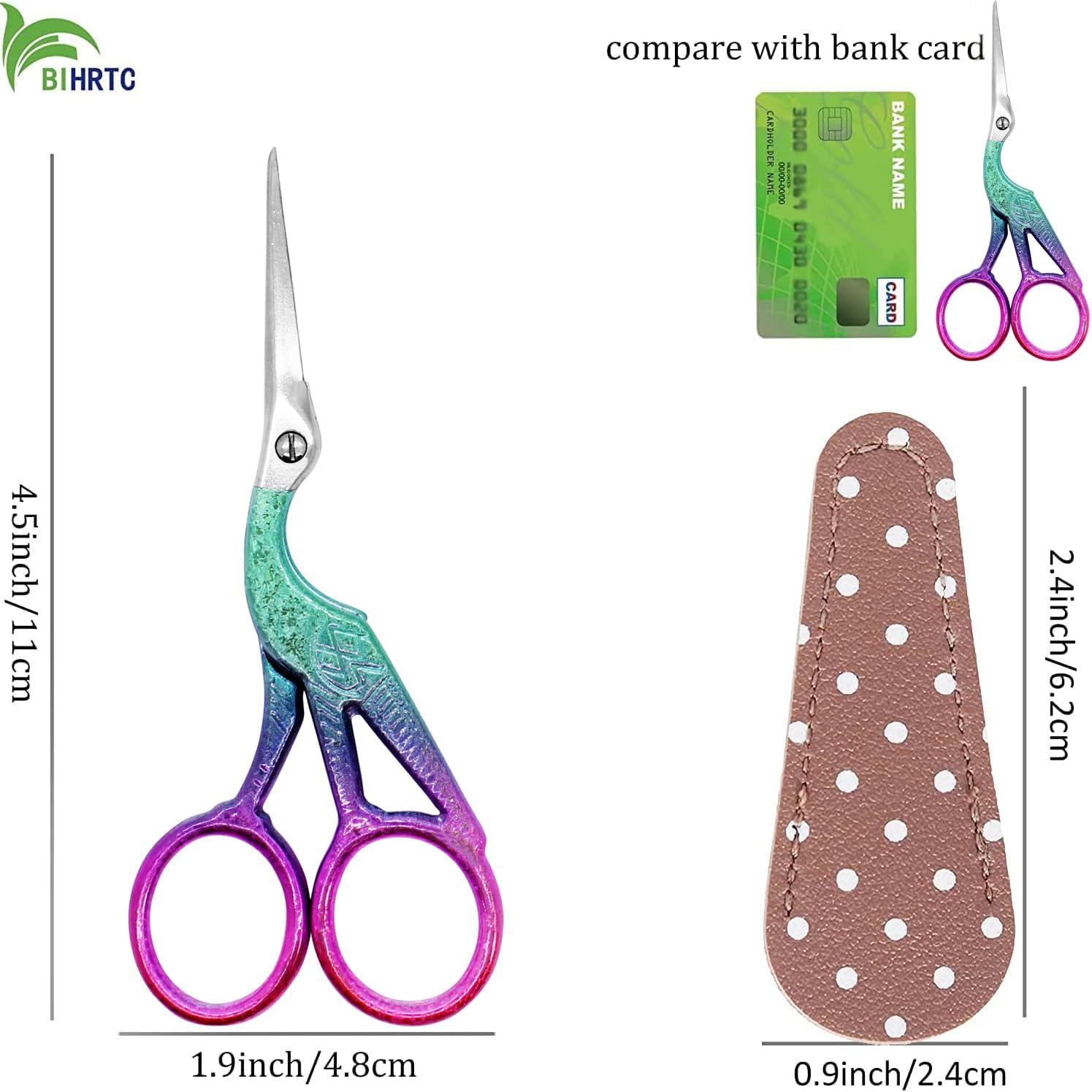 BIHRTC 4.5Inch Small Sewing Crochet Scissors Sharp Tip Stainless Steel