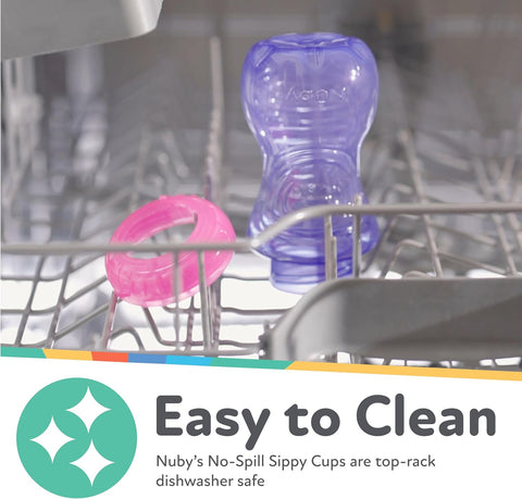 Nuby No-Spill Soft Straw Easy Grip Sippy Cup, 10 Oz - 3 Pack