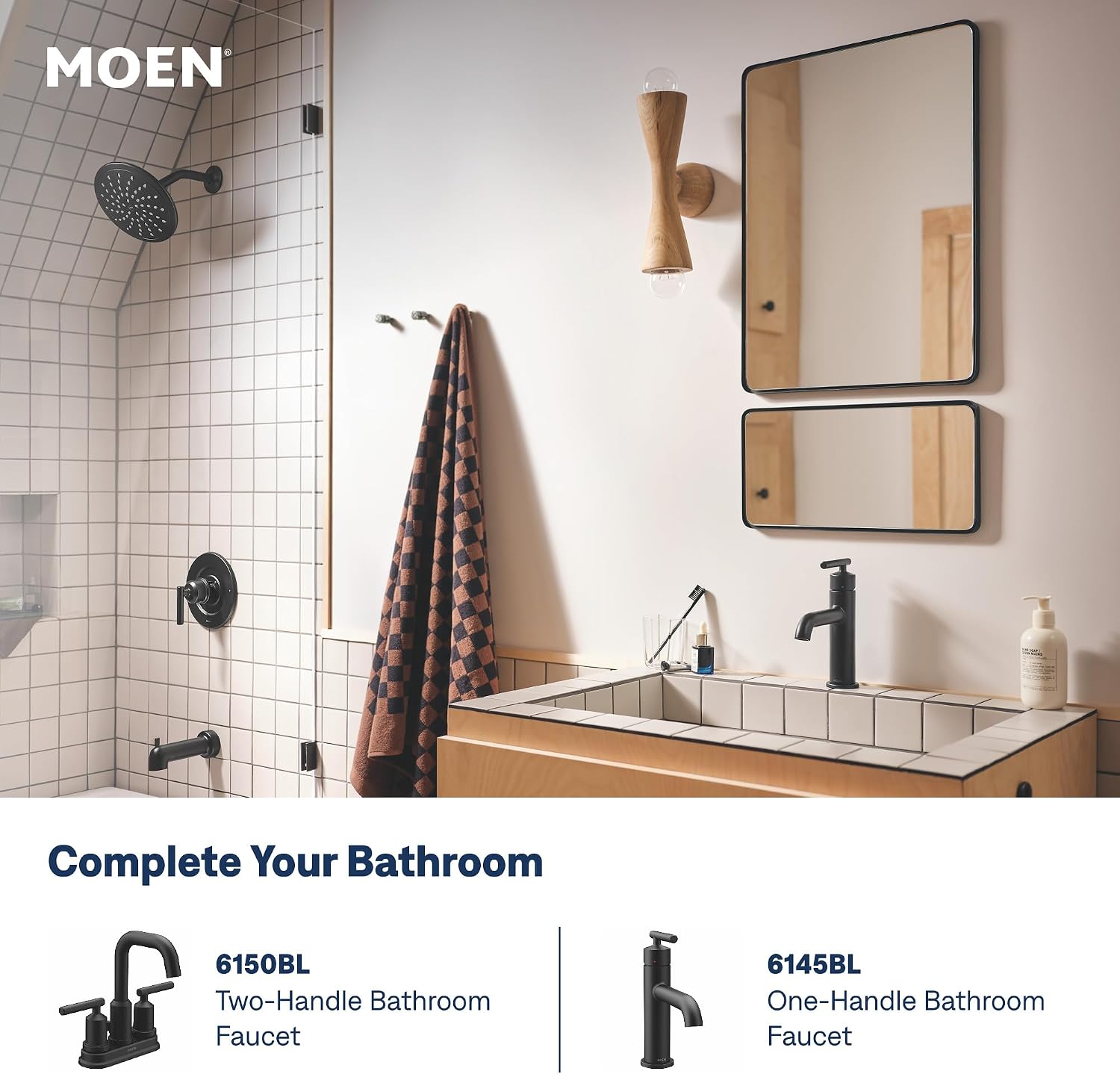 Moen T2901BL Gibson Matte Black Posi-Temp Valve Trim, Valve Required