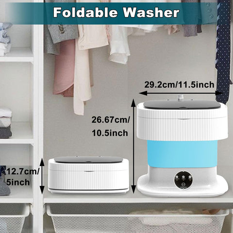 Mini Portable Washing Machine Small - 16L 60W Portable Mini Washing Machine with Spin, Mini Lavadora Portatil Washer Foldable, Small Washing Machine Portable Used for Travel Blue