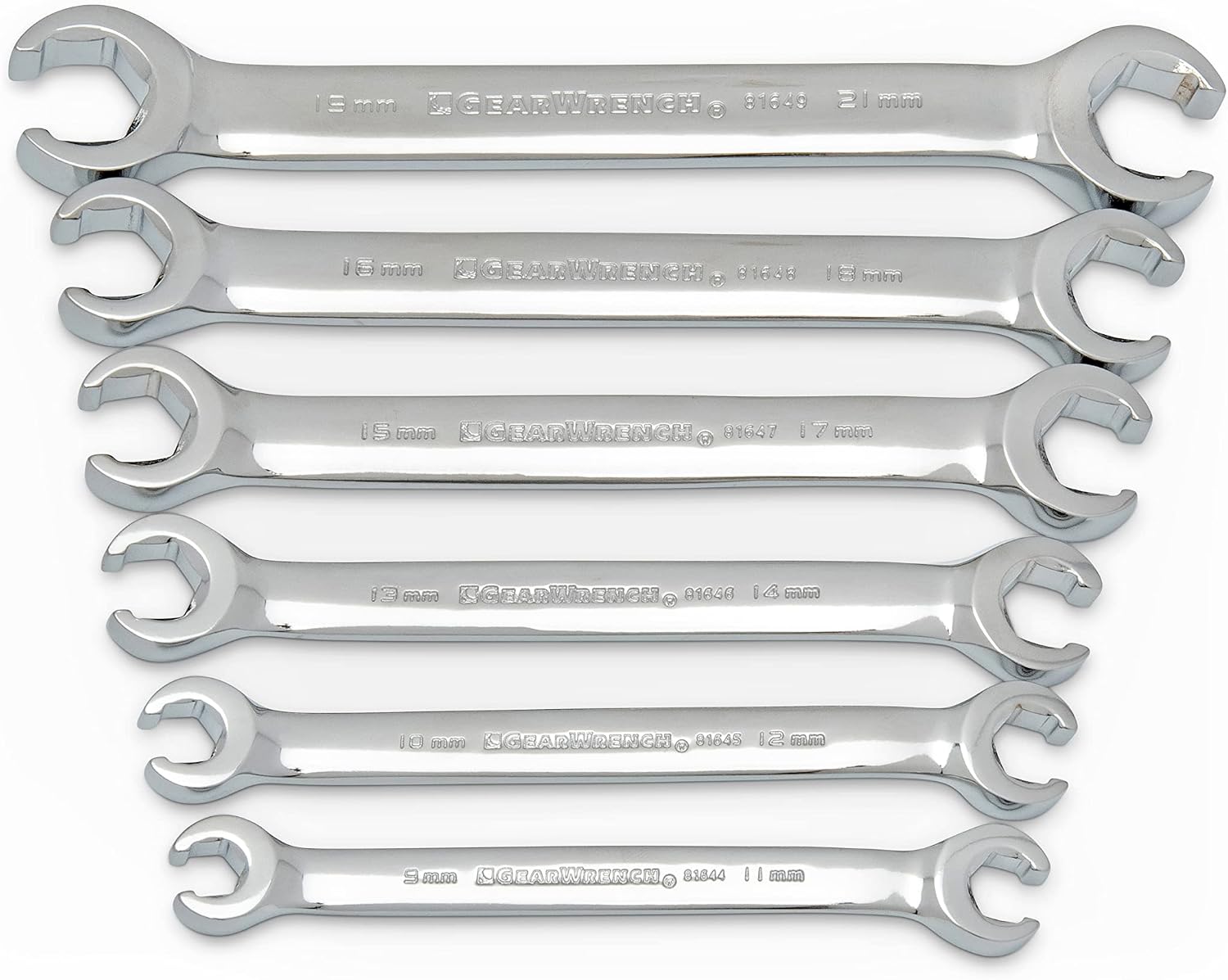 GEARWRENCH 6 Pc. Flare Nut Wrench Set, Metric - 81906
