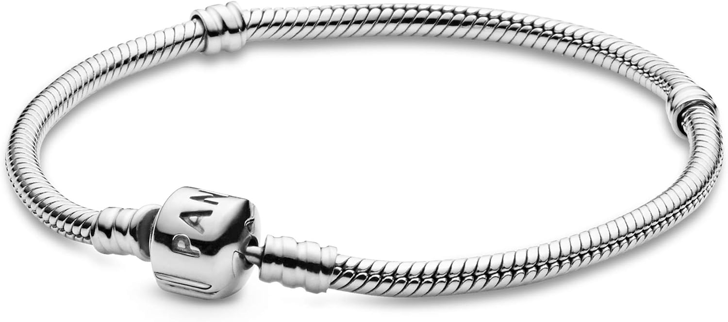 PANDORA Moments Barrel Clasp Snake Chain Bracelet 8.3"
