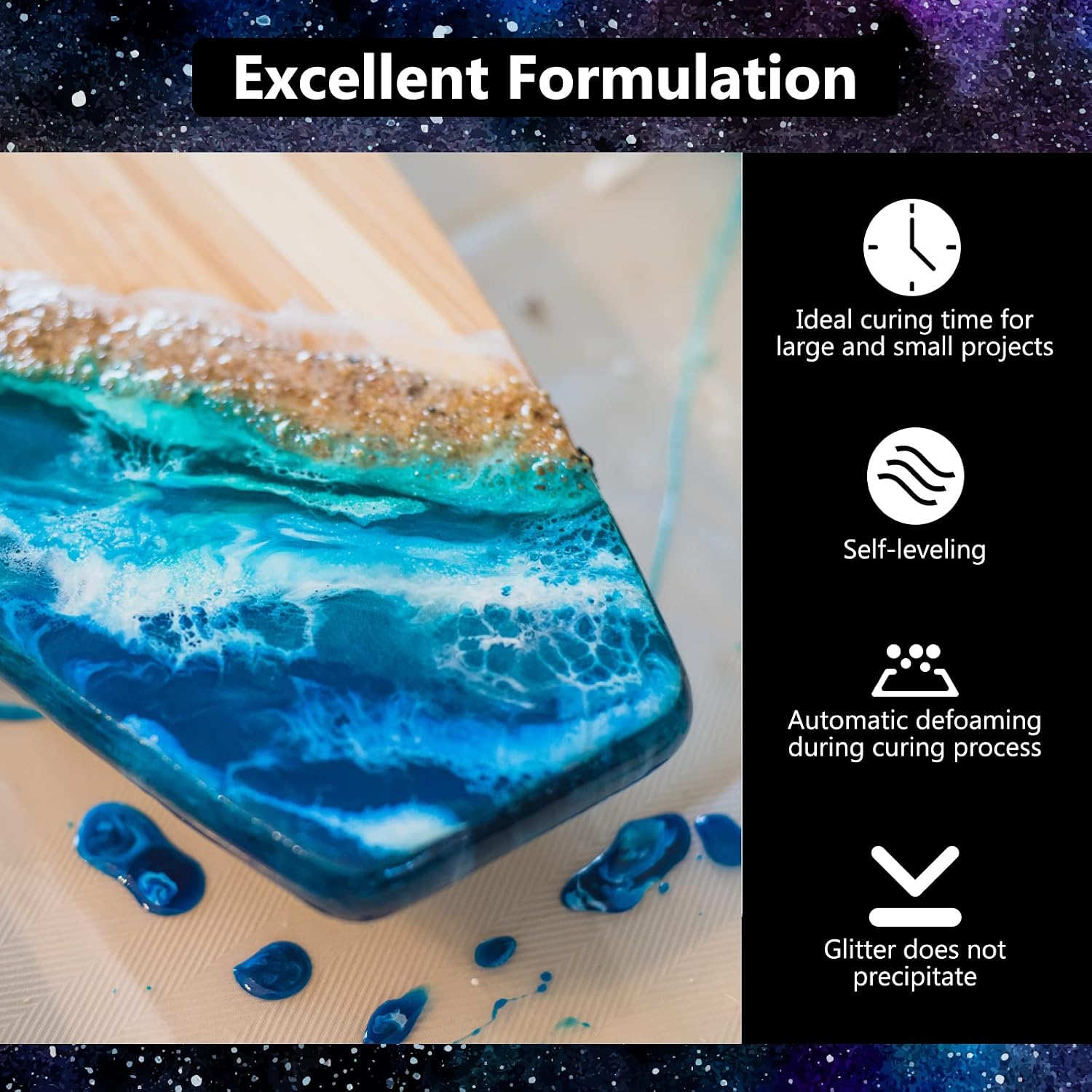 KISREL Epoxy Resin 2Gallon - Crystal Clear Epoxy Resin Kit - No Yellowing No Bubble Art Resin Casting Resin for Art Crafts, Jewelry Making, Wood & Molds(1 Gallon x 2)