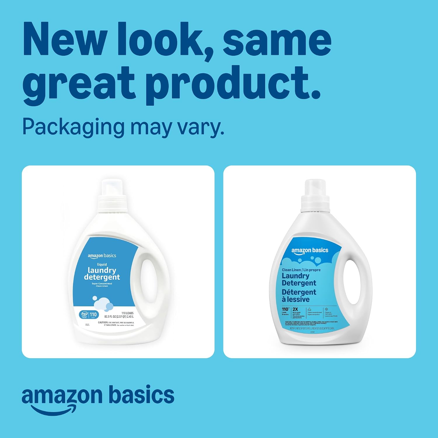 Amazon Basics Concentrated Liquid Laundry Detergent, Clean Linen, 110 loads, 82.5 Fl Oz, Packaging May Vary