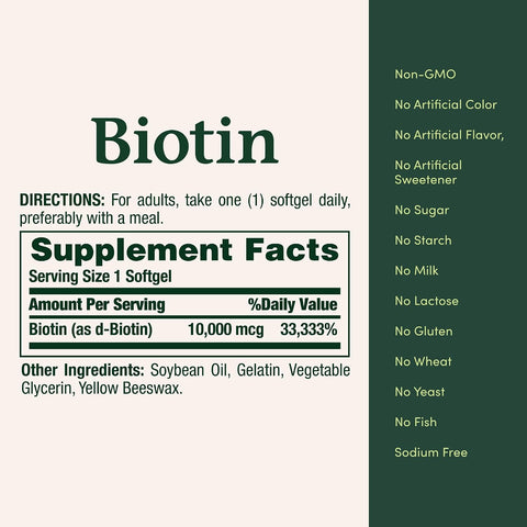 Nature's Bounty Biotin Hair Skin and Nails Vitamins, 120 Softgels