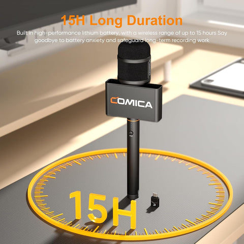 COMICA Revo S Wireless Handheld Microphone for iPhone17/16 Android Phone PC