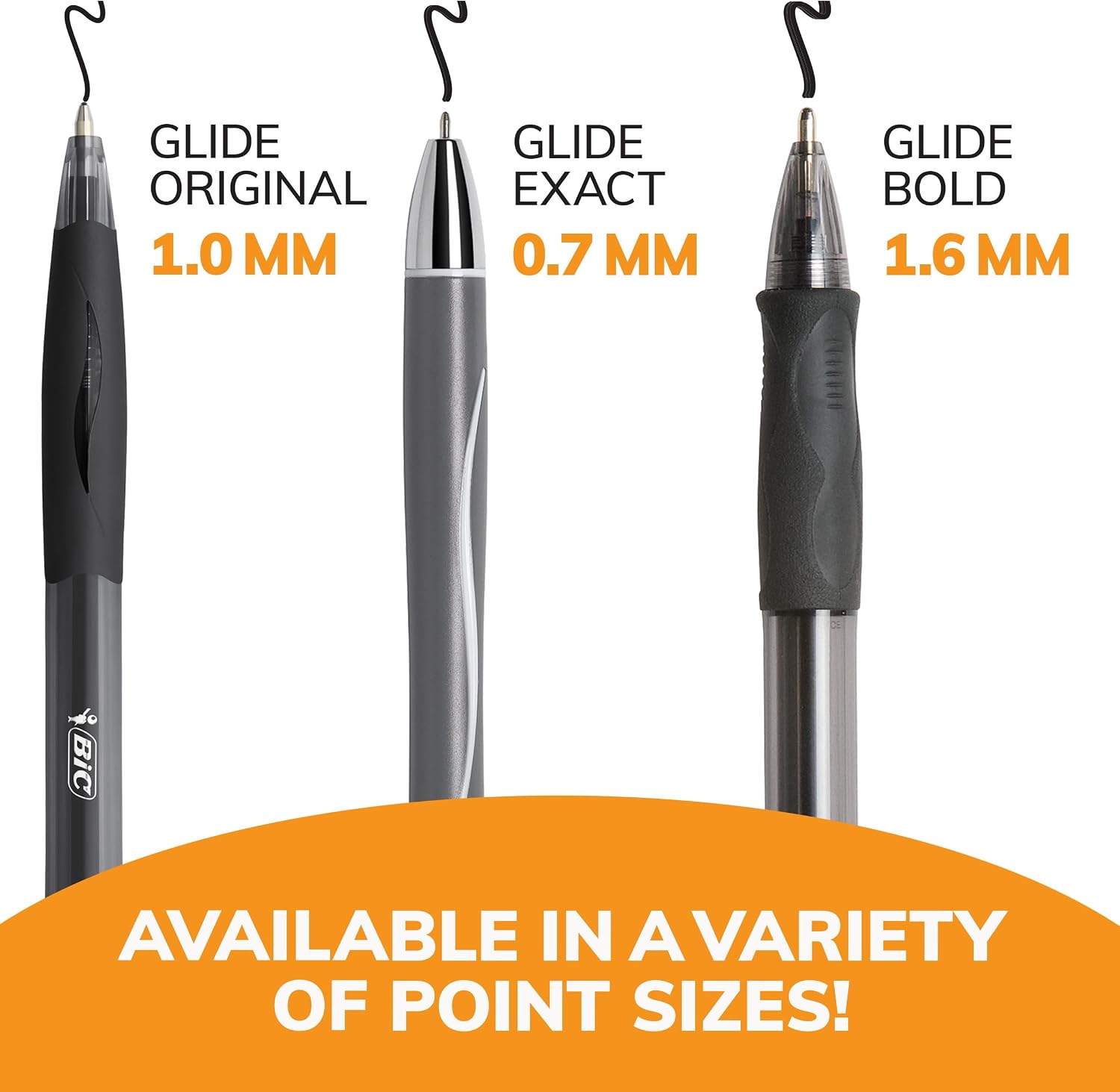 BIC Glide Black Retractable Ballpoint Pens, 1.0mm Medium Point, 4-Count