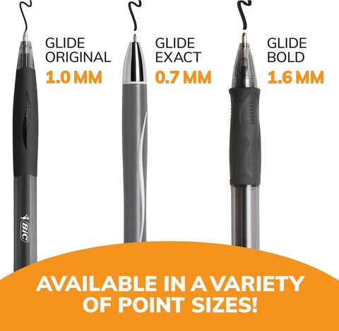 BIC Glide Black Retractable Ballpoint Pens, 1.0mm Medium Point, 4-Count