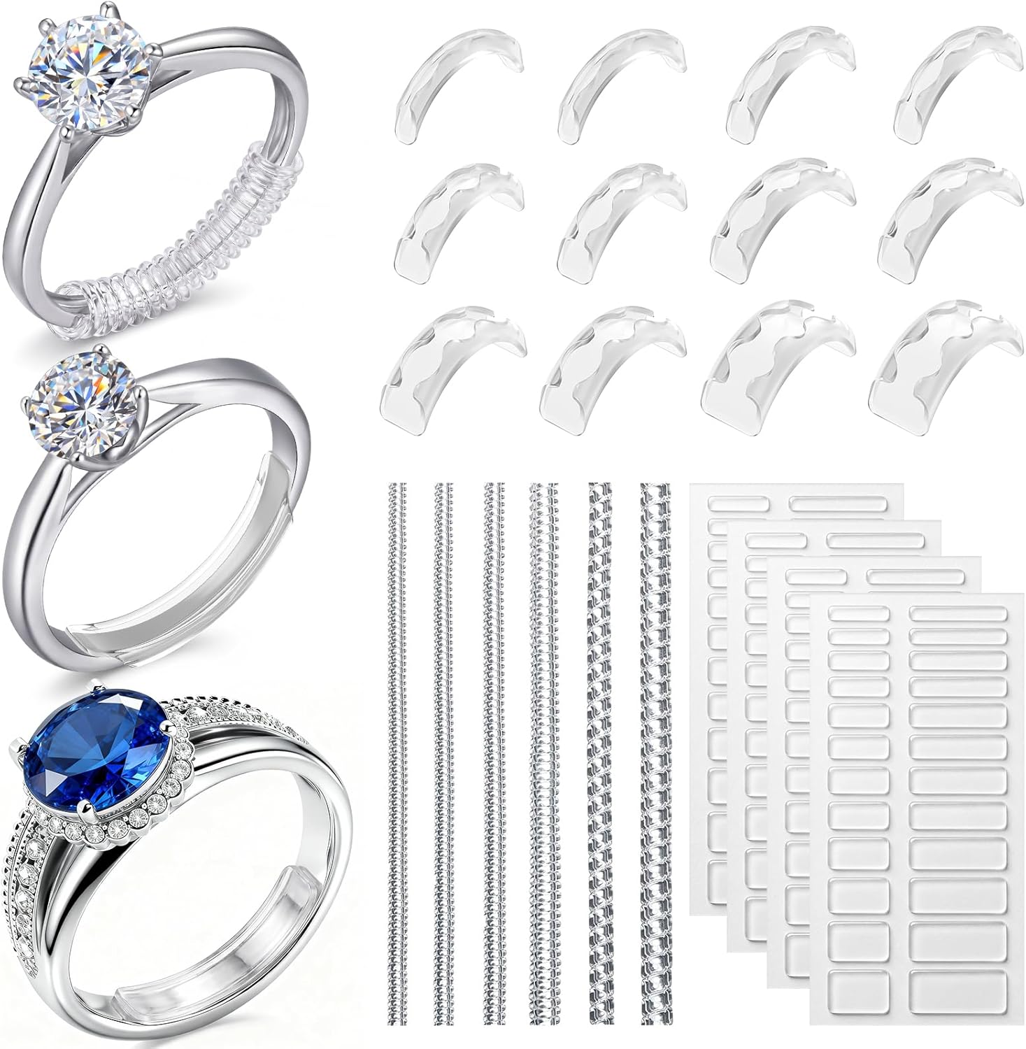 114Pcs 3-in-1 Ring Sizers for Loose Rings, Anti-Slip, Reduce 0.5-1 Size
