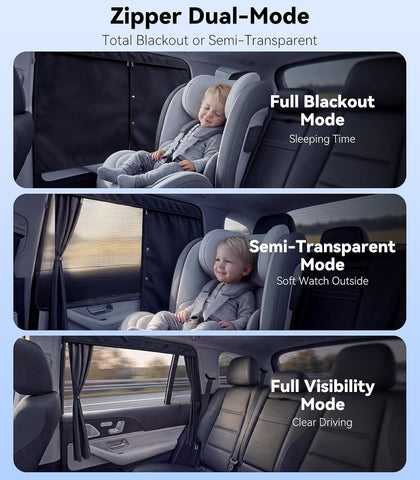 2026 Upgraded Dual-Layer Auto Car Window Shades for Baby 2 PCS