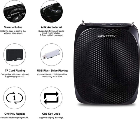 ZOWEETEK Portable Rechargeable Mini Voice Amplifier for Teachers