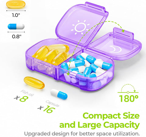 AUVON Weekly Pill Organizer 2 Times a Day, One-Side Large Opening, Easy‑Use