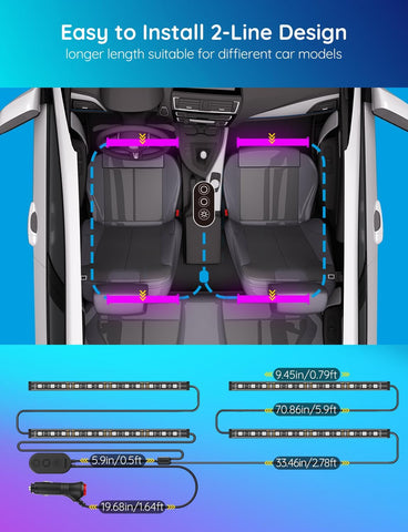 Govee Car LED Lights, RGB Smart Car Interior Lights, App Control