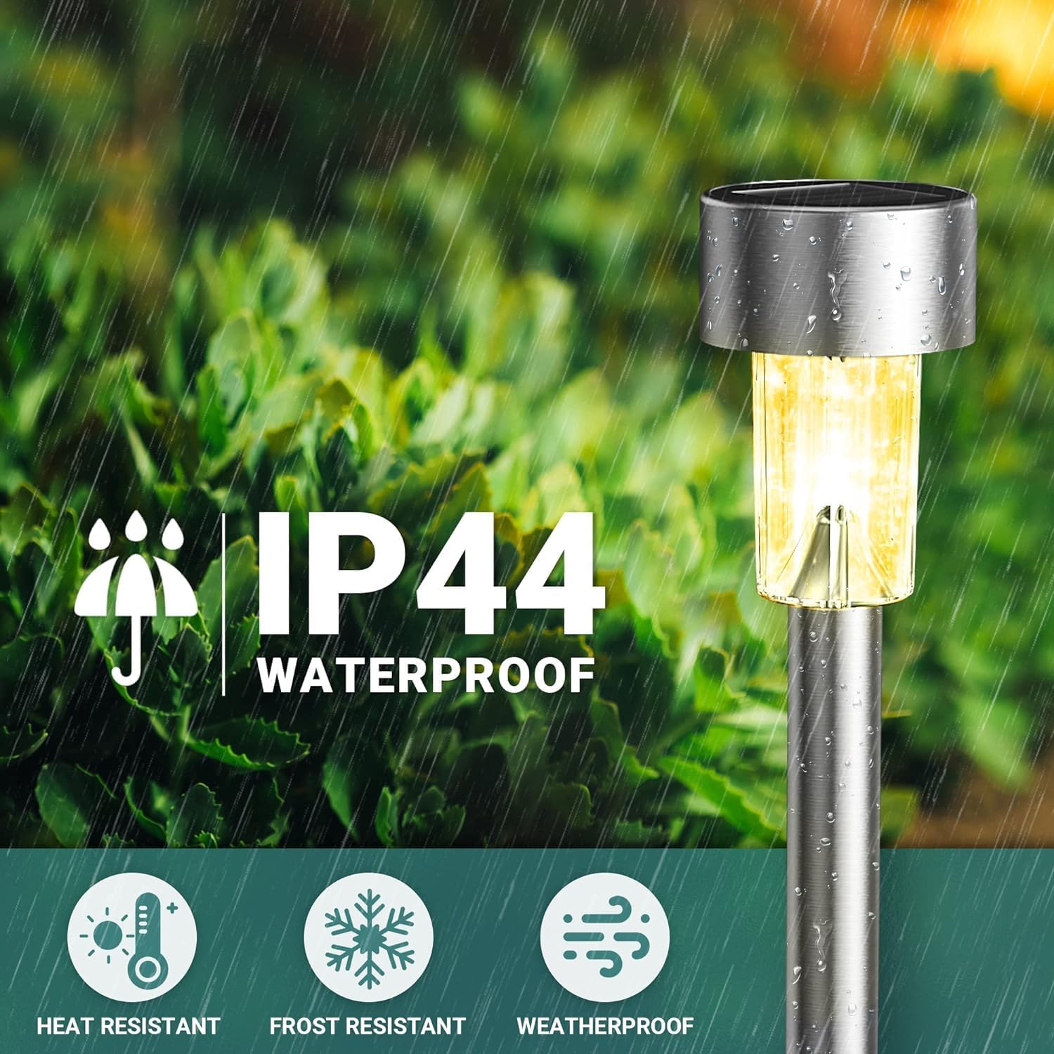 GIGALUMI 16 Pack Solar Lights Outdoor Waterproof, Stainless Steel