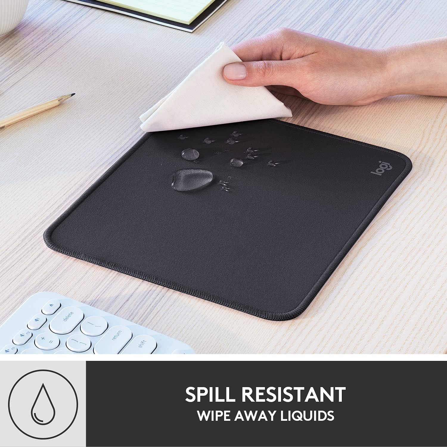 Logitech Studio Series Small Mouse Pad, Anti-Slip 9x8 Inches, Graphite