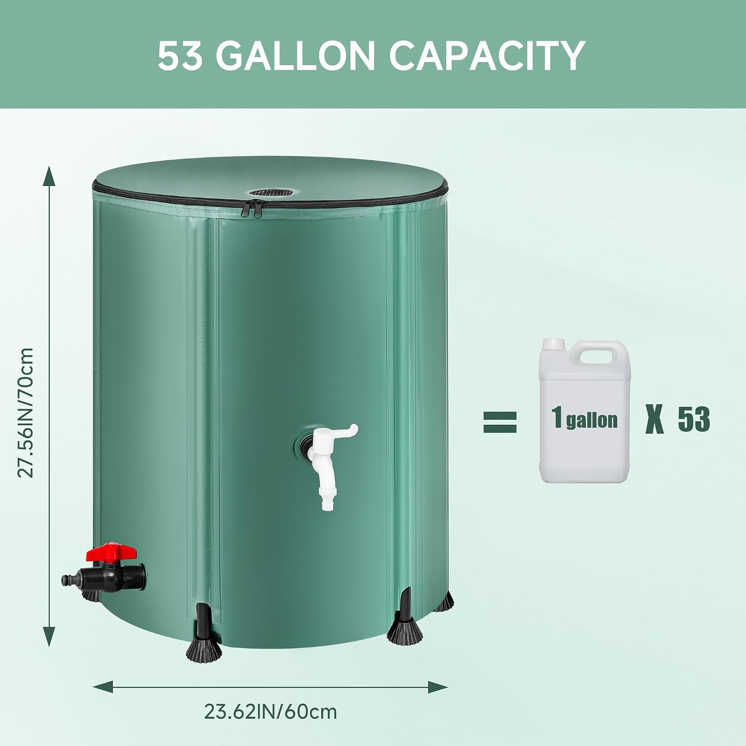 Collapsible Rain Barrel Water Storage Containers 53 Gallon