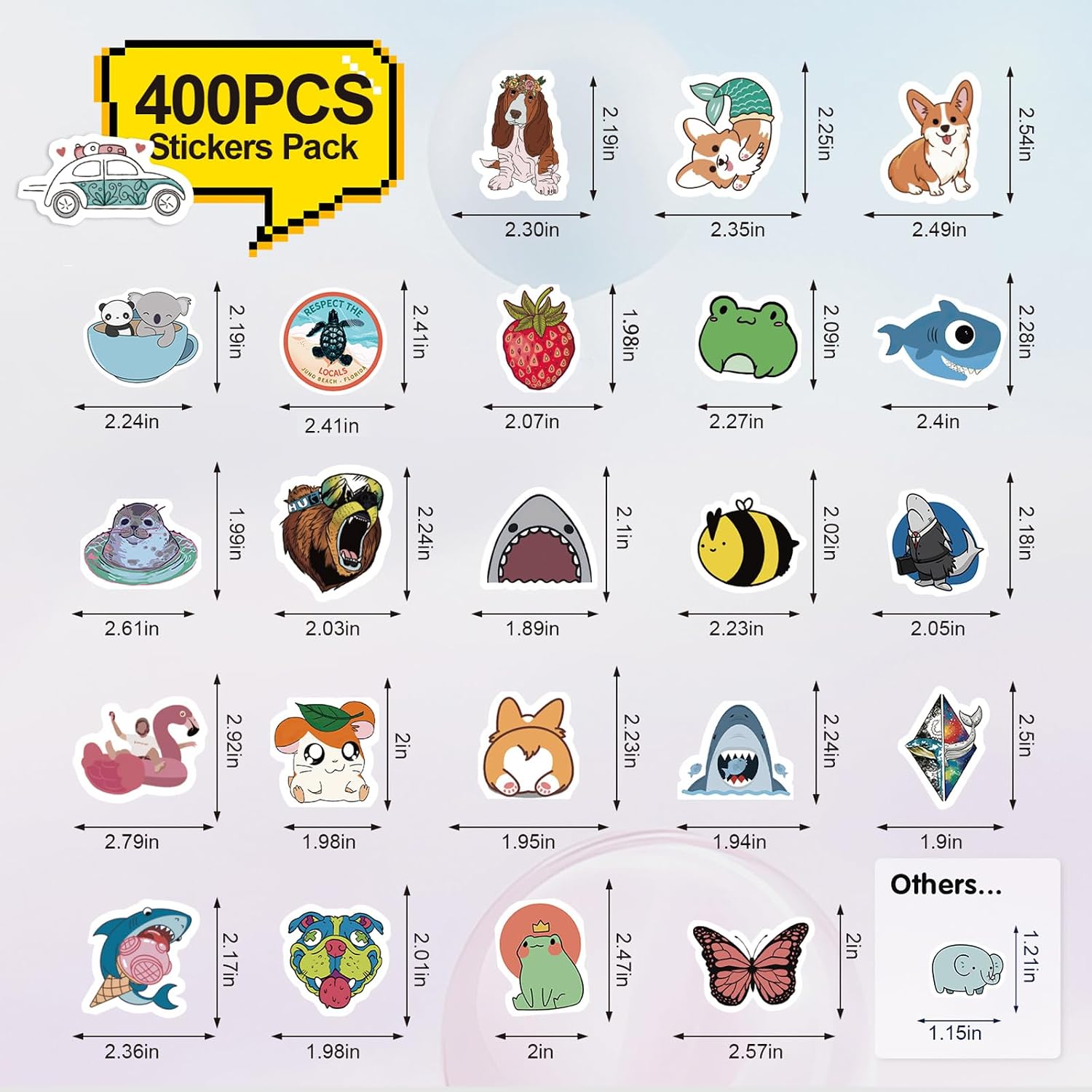 Arme Cute Animal Stickers Bulk Waterproof Water Bottle Stickers Pack 400PCS