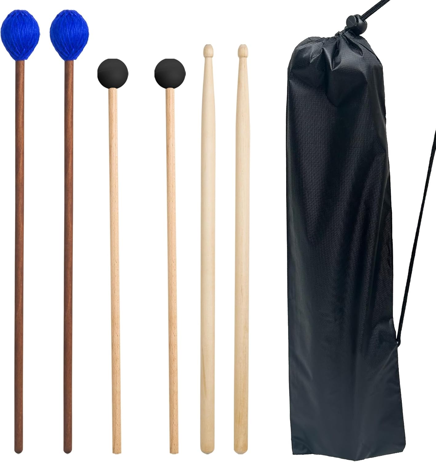 2 Pairs Drum Mallets Kit - Rubber and Yarn Marimba Mallets
