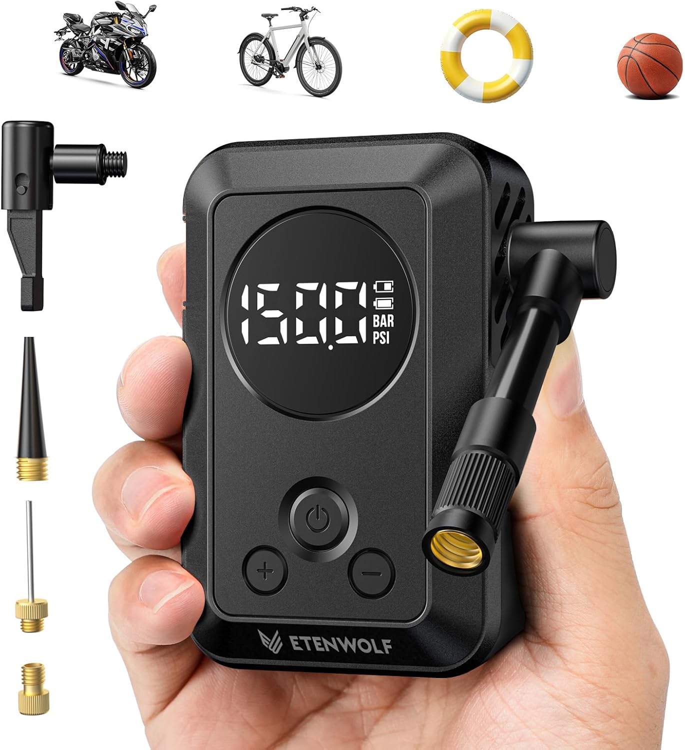 ETENWOLF S0 Mini Bike Pump, 20s Fast Inflate Bicycle Pump with Gauge