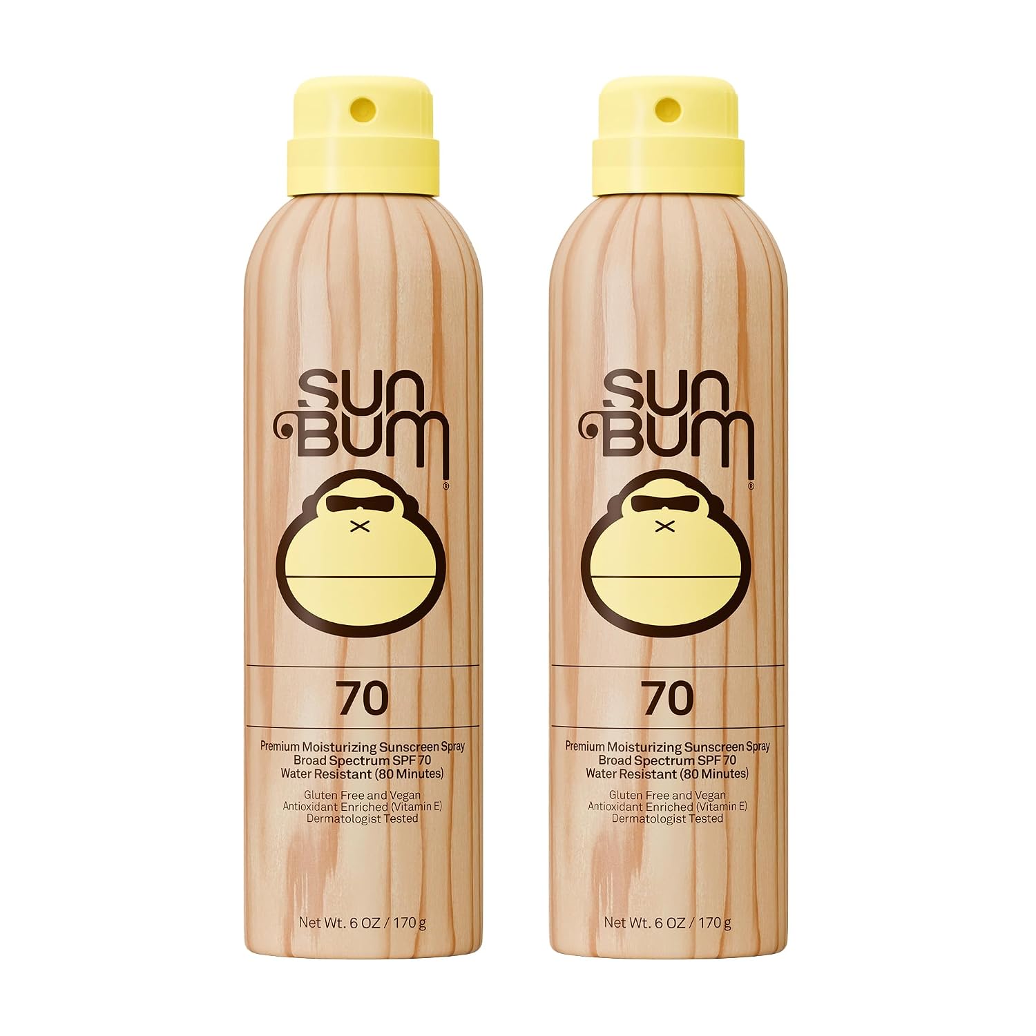 Sun Bum Original SPF 70 Broad Spectrum Sunscreen Body Spray - 6 oz (2-Pack) | Moisturizing with Vitamin E, Vegan, Hawaii 104 Act Compliant (Made without Octinoxate & Oxybenzone)