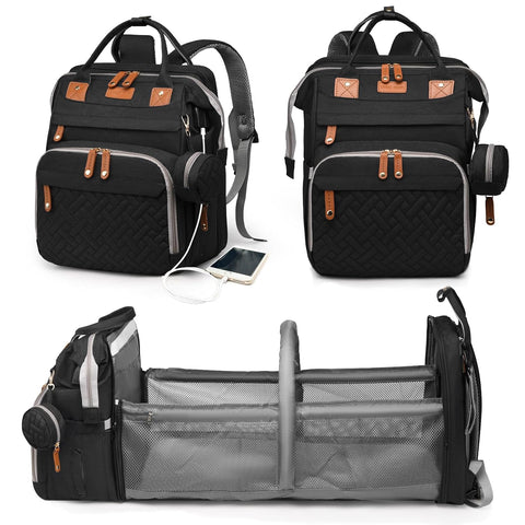 Astro alan Baby Diaper Bag with Changing Station, Waterproof Diaper Bag Backpack for Moms Dads with USB Charging Port, Baby Shower Gifts, Baby essentials, Black
