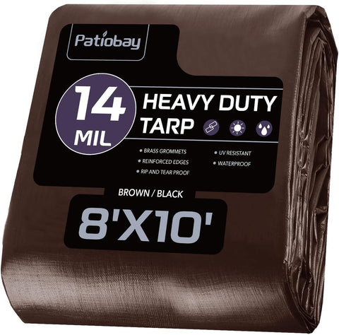 Tarp 8x10 FT Heavy Duty Waterproof 14 Mil Brown