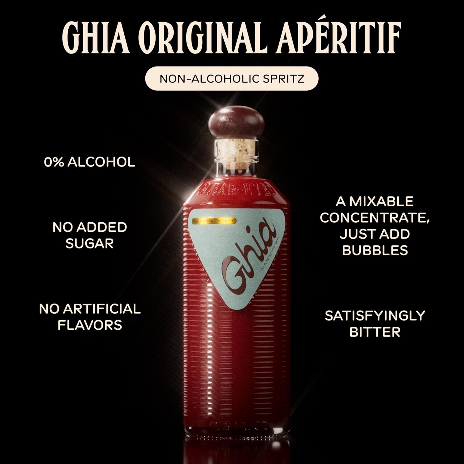 Ghia Non-Alcoholic Apéritif Original, Mocktail Mixer, 500ml (2-Pack)