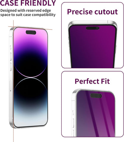 2 Pack Privacy Screen Protector for iPhone 14 Pro Max Tempered Glass 6.7inch Private Saver Anti-Spy Anti-Blue Light Eye Protection Anti-Scratch Full Coverage
